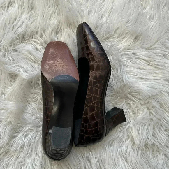 Stuart Weitzman leather Croc pattern shoes vintage Sz 10 work girls boss - Picture 6 of 7